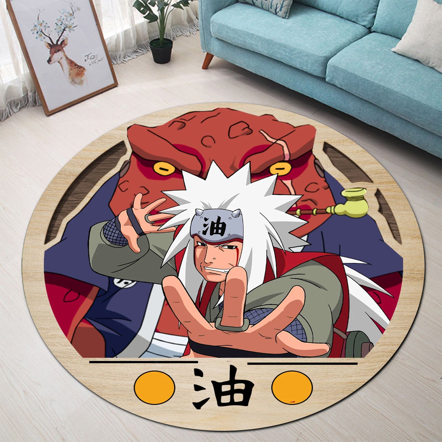 Naruto Jiraiya Round Carpet Rug Bedroom Livingroom Home Decor Nearkii