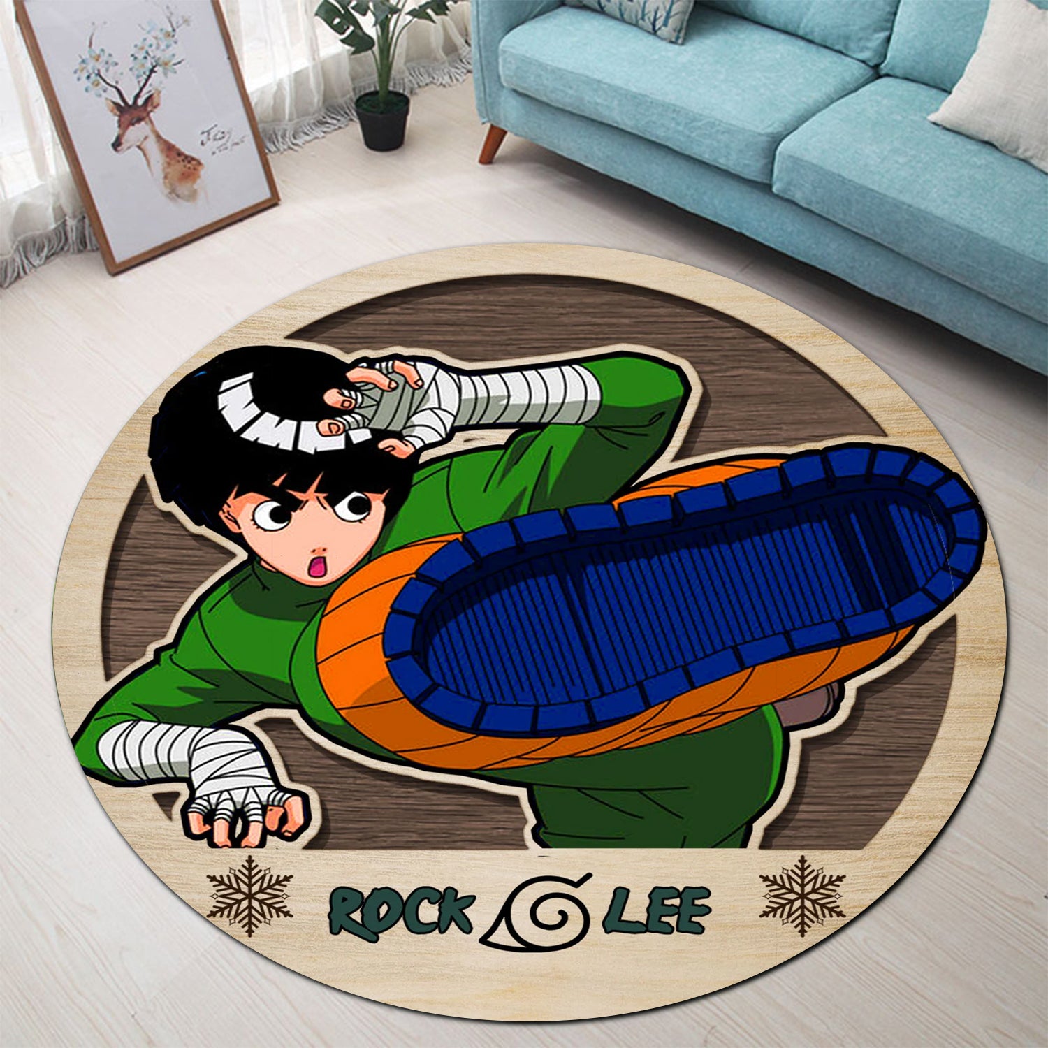 Naruto-Rock Lee Round Carpet Rug Bedroom Livingroom Home Decor Nearkii