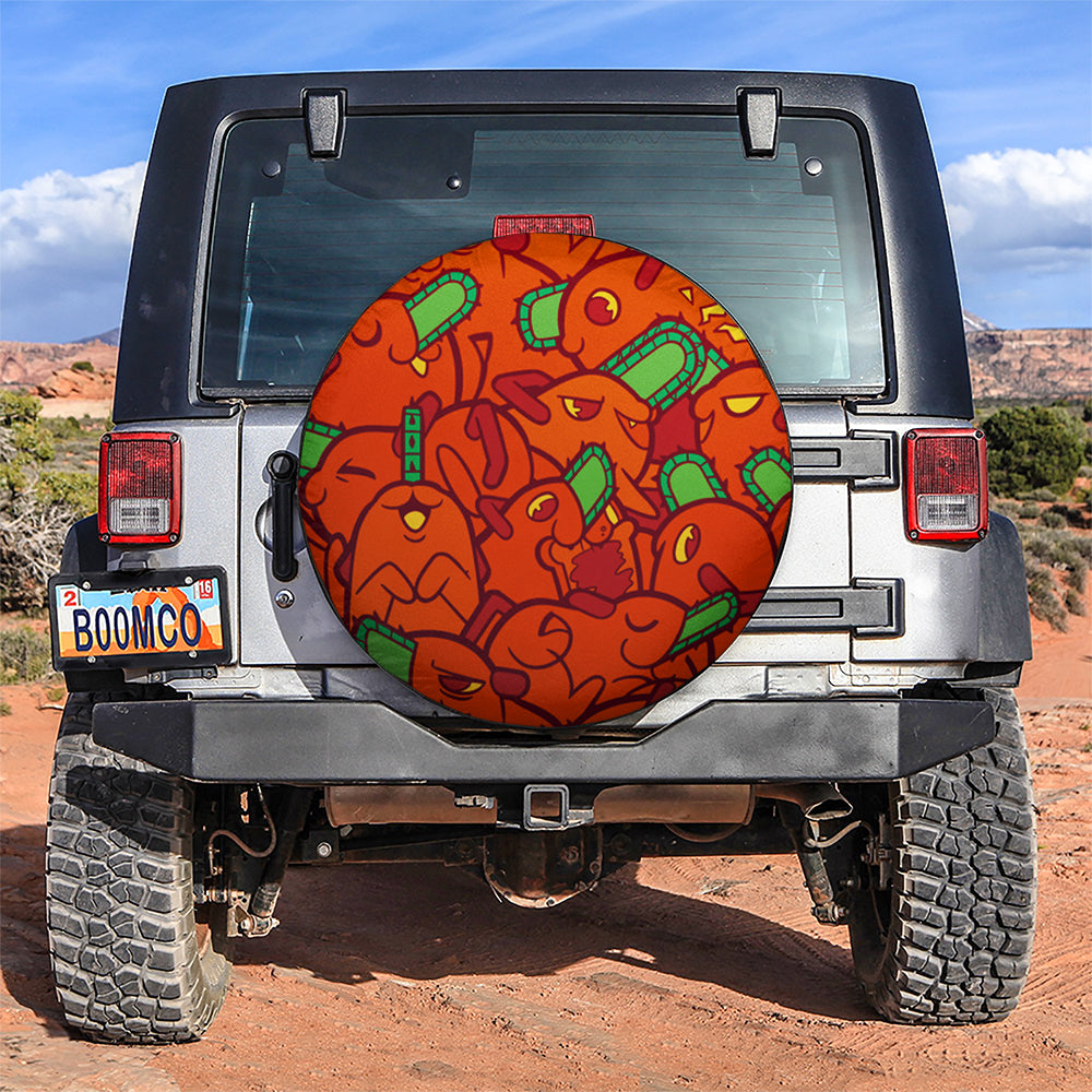 Chainsaw Man Pochita Anime Jeep Car Spare Tire Covers Gift For Campers Nearkii