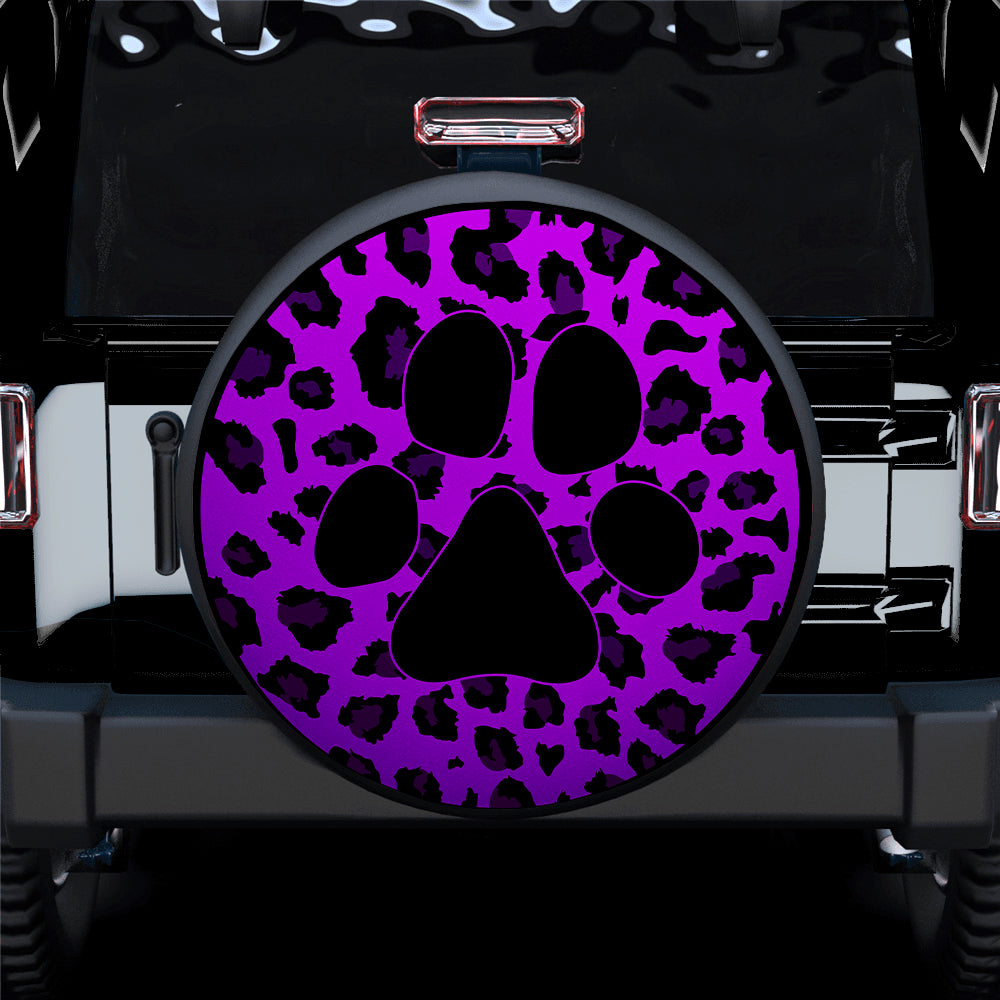 Purple Cute Dog Paw Cheetah Leopard Jaguar Pattern Jeep Car Spare Tire