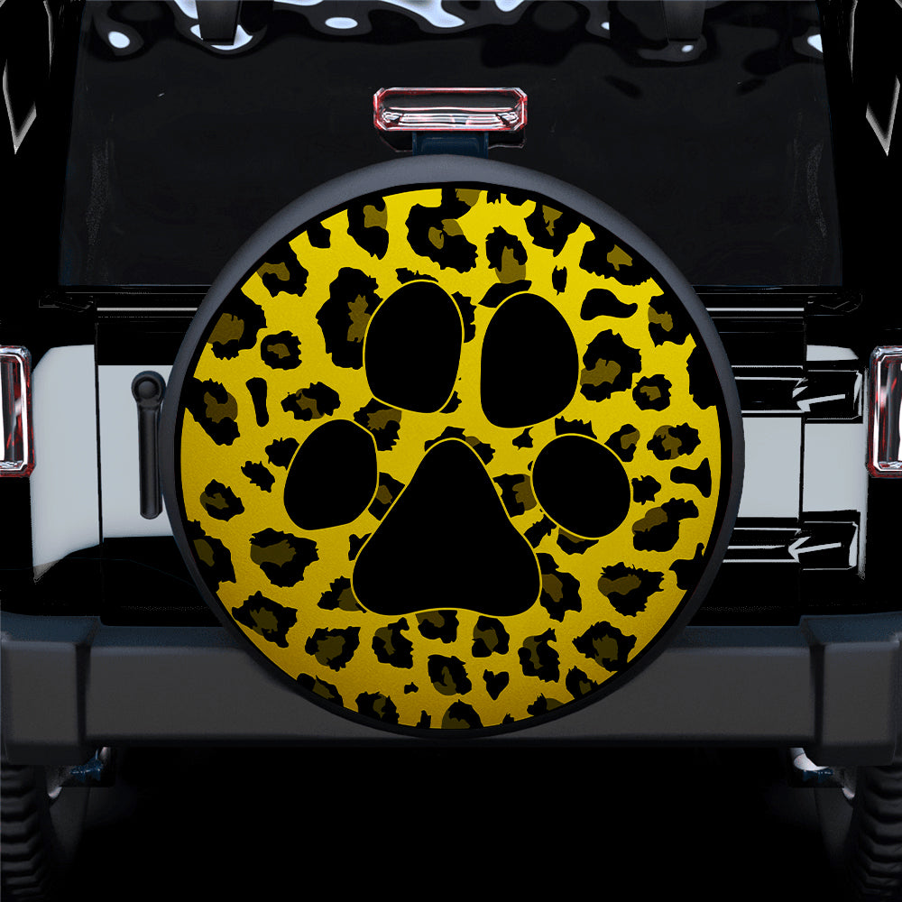 Yellow Cute Dog Paw Cheetah Leopard Jaguar Pattern Jeep Car Spare Tire