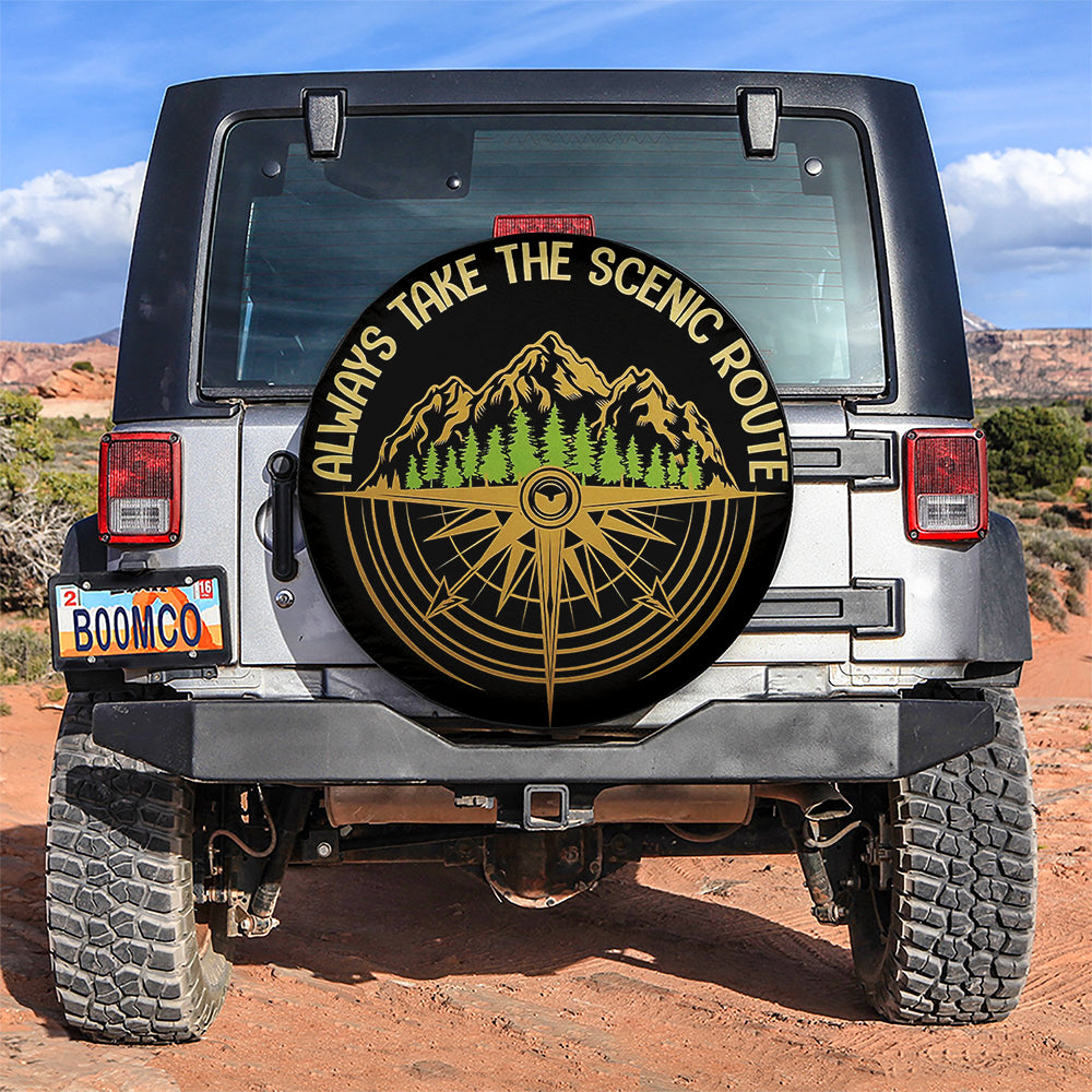 Always Take The Scenic Route Jeep Car Spare Tire Covers Gift For Campers Nearkii