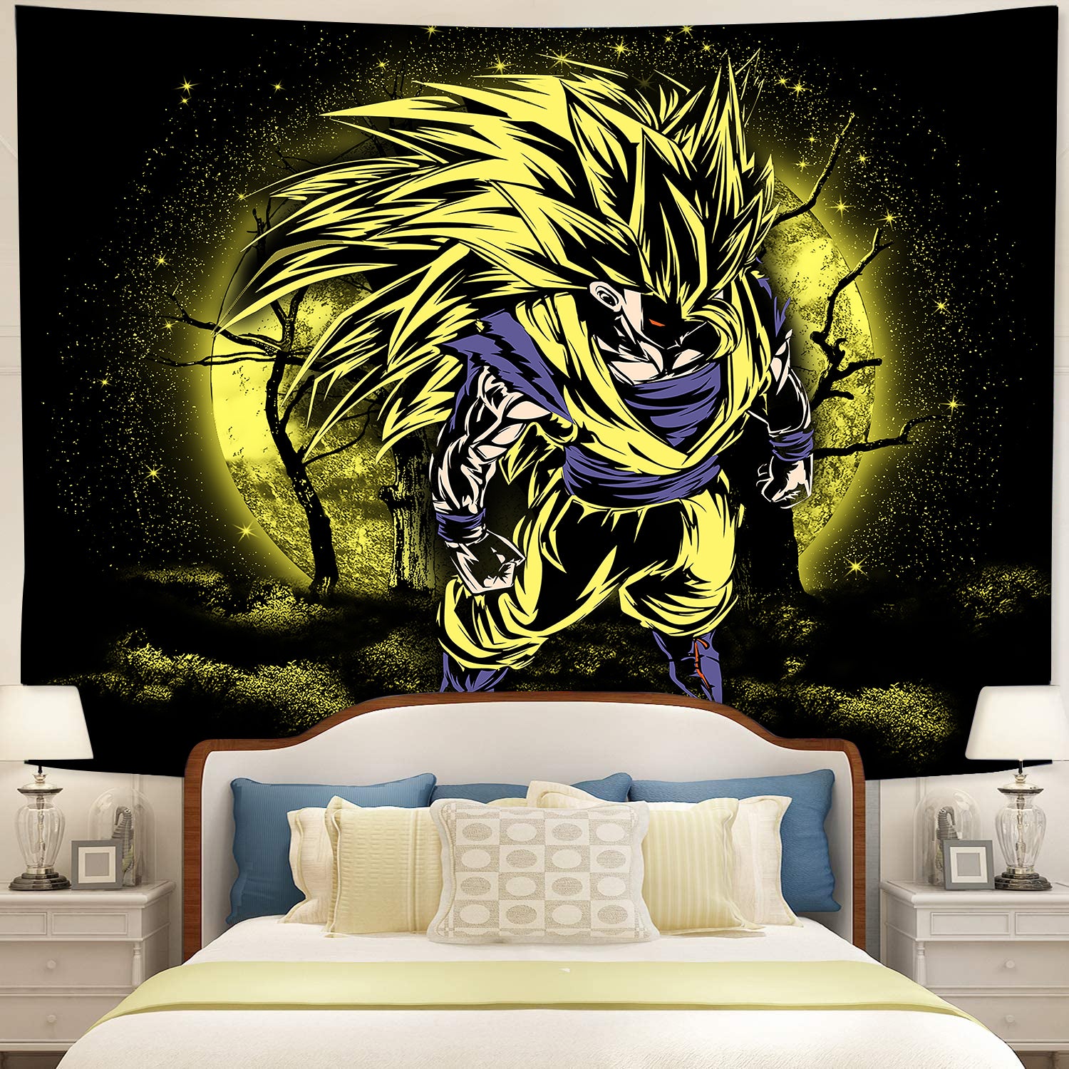 Goku Super Saiyan 3 Dragon Ball Moonlight Tapestry Room Decor Nearkii