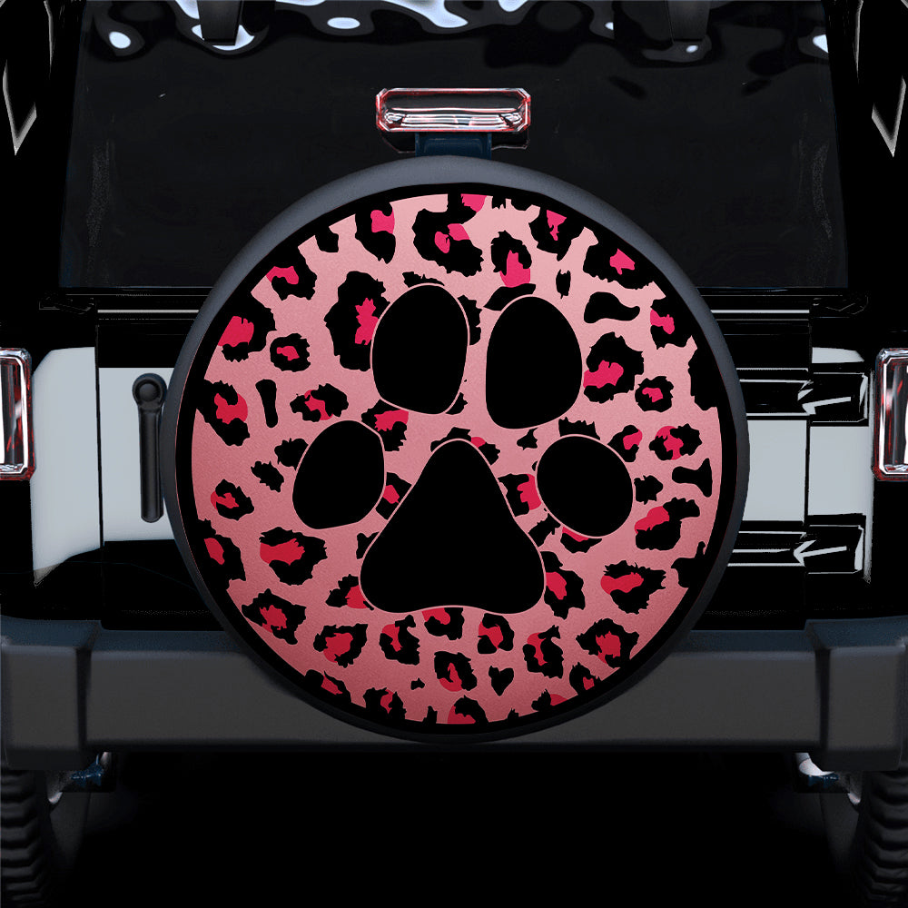 Pink Cute Dog Paw Cheetah Leopard Jaguar Pattern Jeep Car Spare Tire