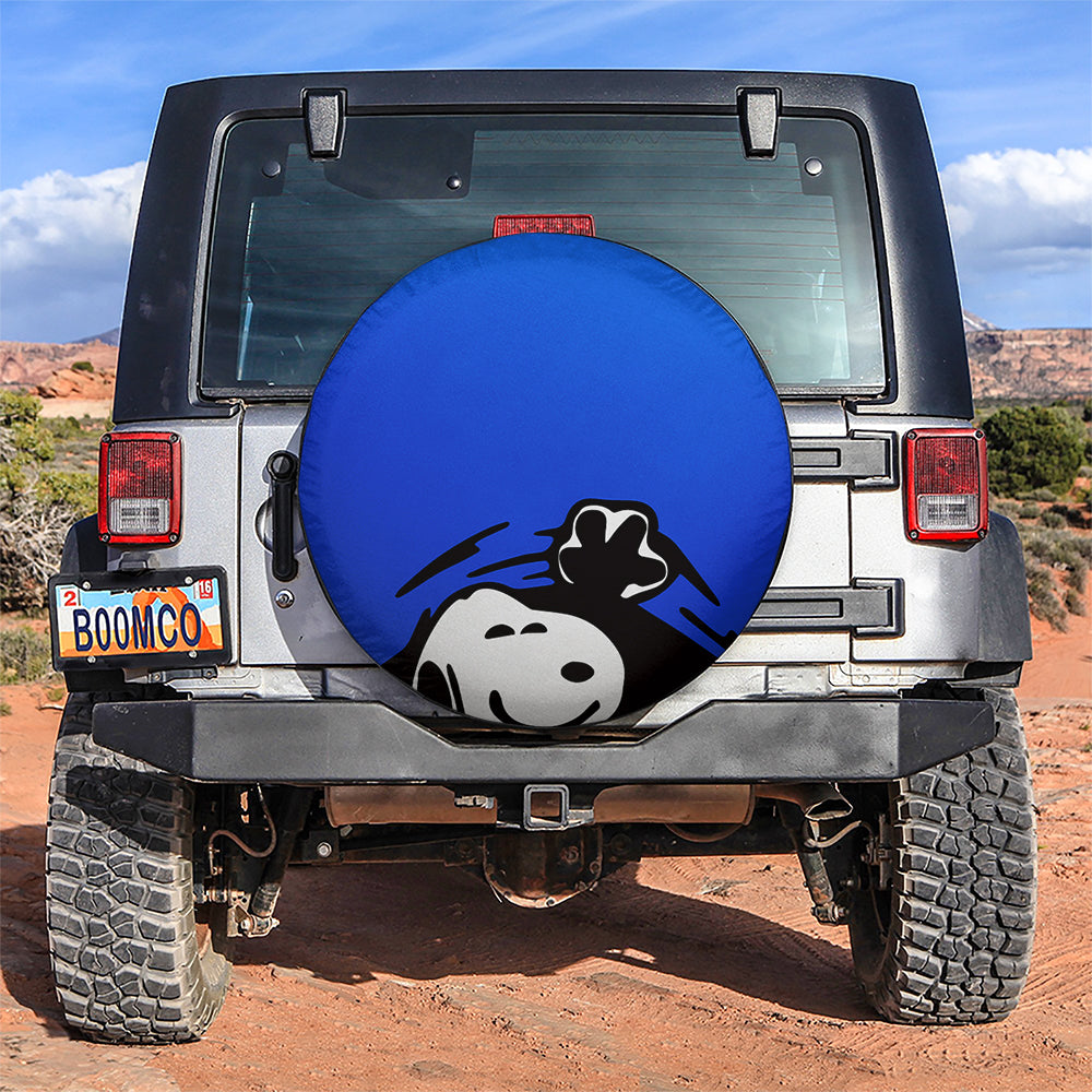 Blue Snoopy Peek A Boo Funny Jeep Car Spare Tire Covers Gift For Campers Nearkii