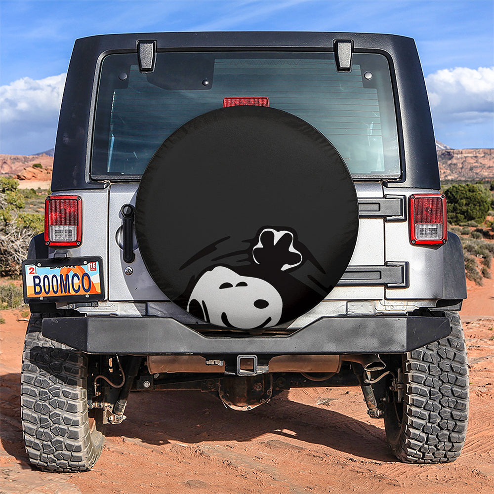 Black Snoopy Peek A Boo Funny Jeep Car Spare Tire Covers Gift For Campers Nearkii