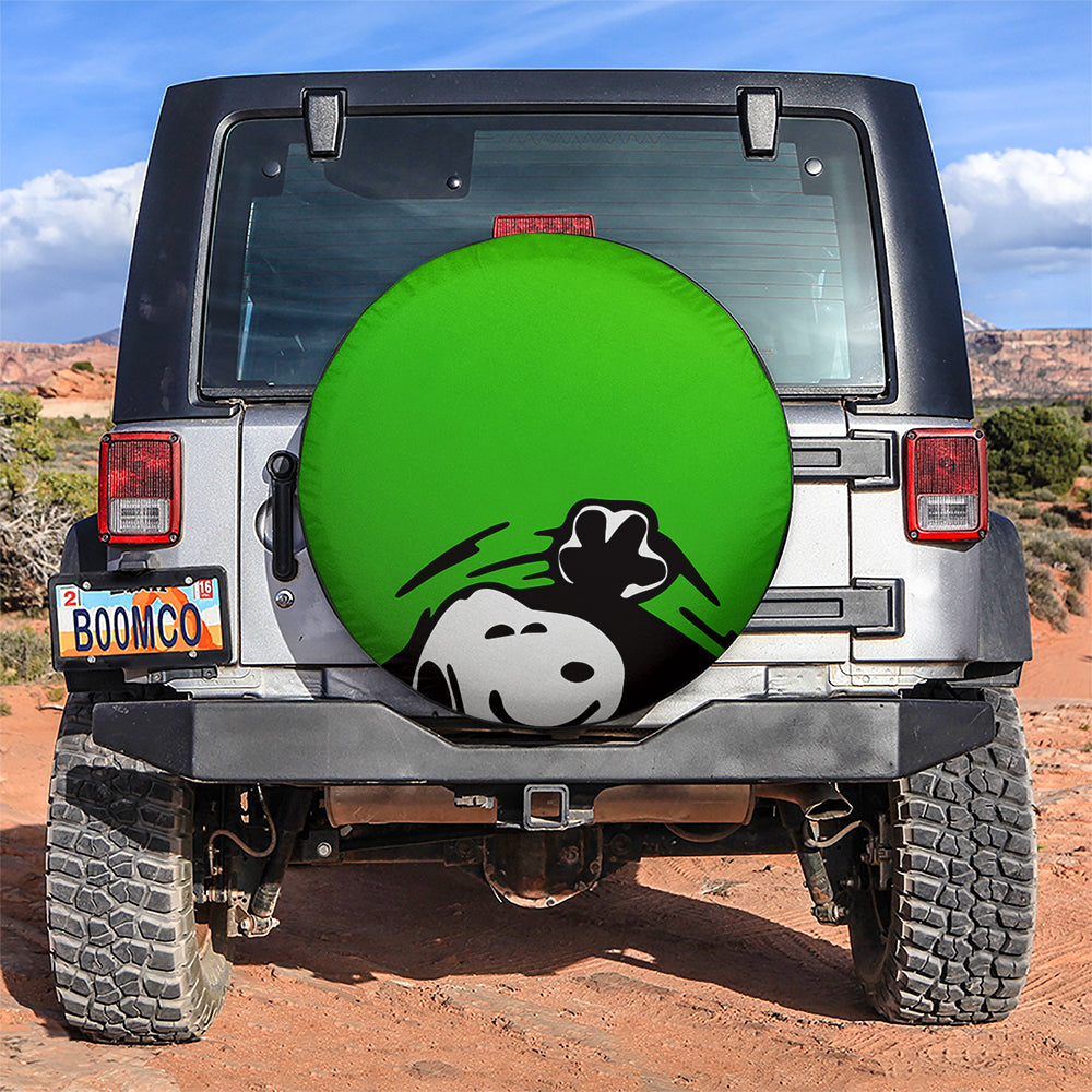 Green Snoopy Peek A Boo Funny Jeep Car Spare Tire Covers Gift For Campers Nearkii