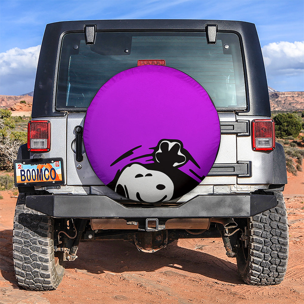 Purple Snoopy Peek A Boo Funny Jeep Car Spare Tire Covers Gift For Campers Nearkii