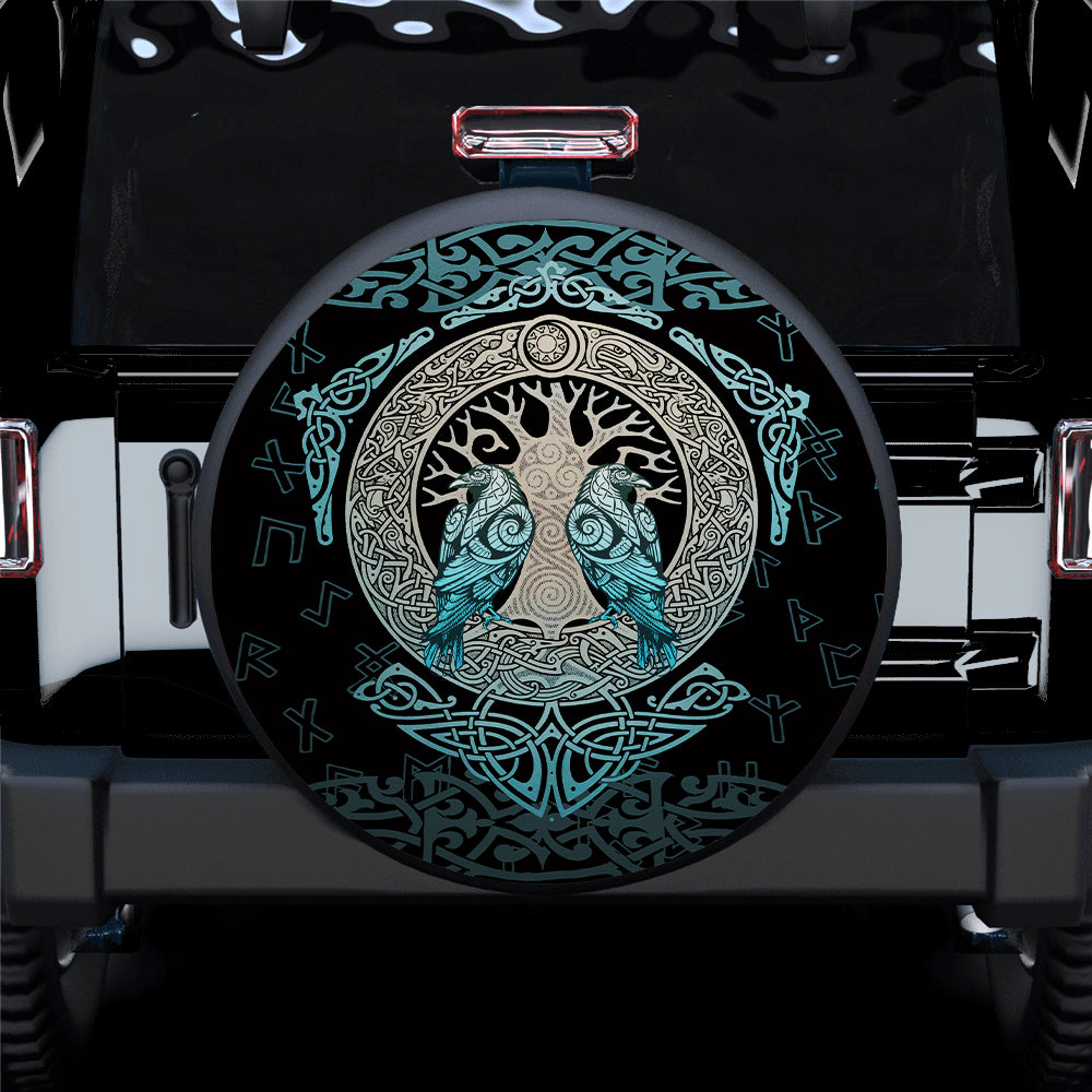 Viking Yggdrasil World Tree Ravens Jeep Car Spare Tire Covers Gift For Campers Nearkii