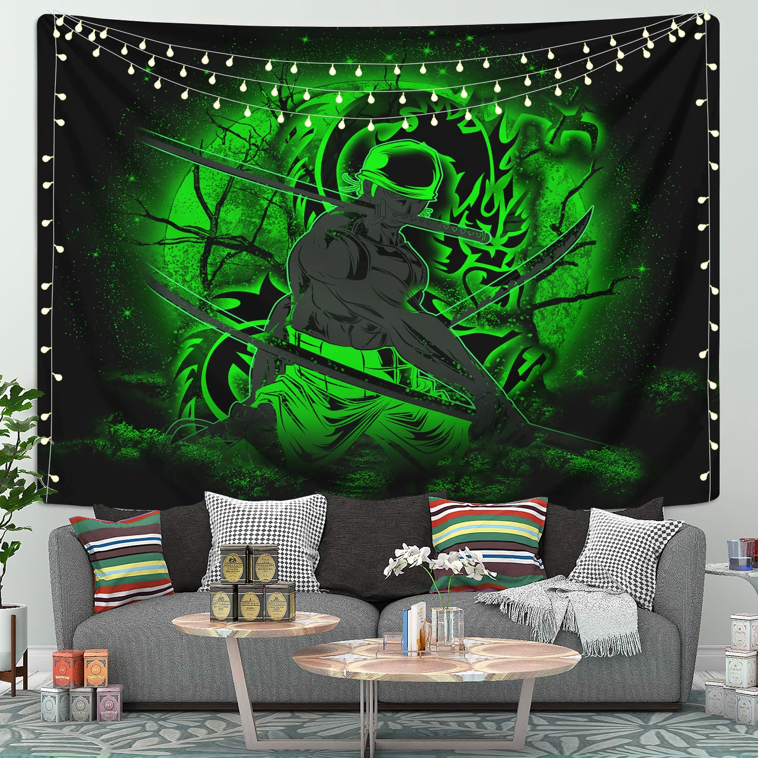 Zoro One Piece Moonlight Tapestry Room Decor Nearkii