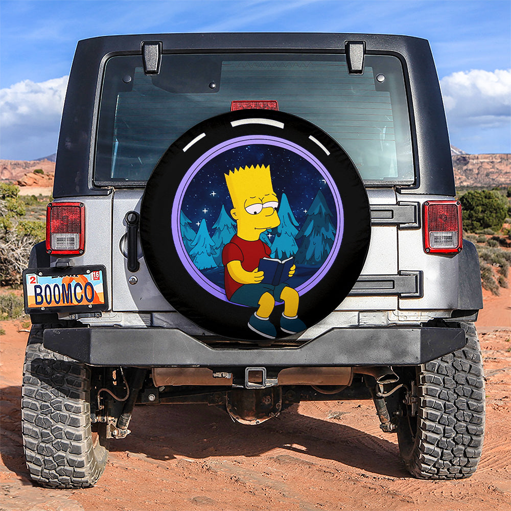 Bart Simpson Reading Book Chill Jeep Car Spare Tire Covers Gift For Campers Nearkii