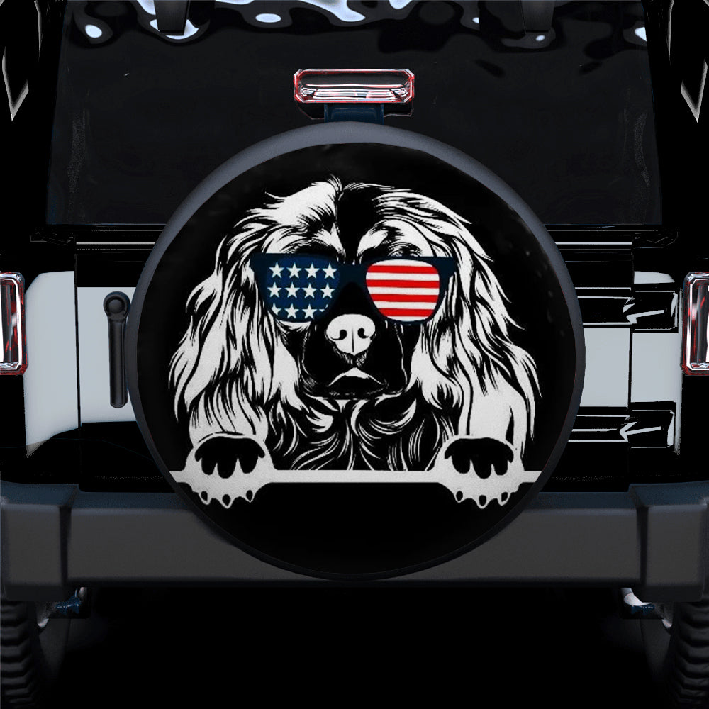 Cavalier King Charles Spaniel Dog US Flag Glasses Jeep Car Spare Tire Covers Gift For Campers Nearkii