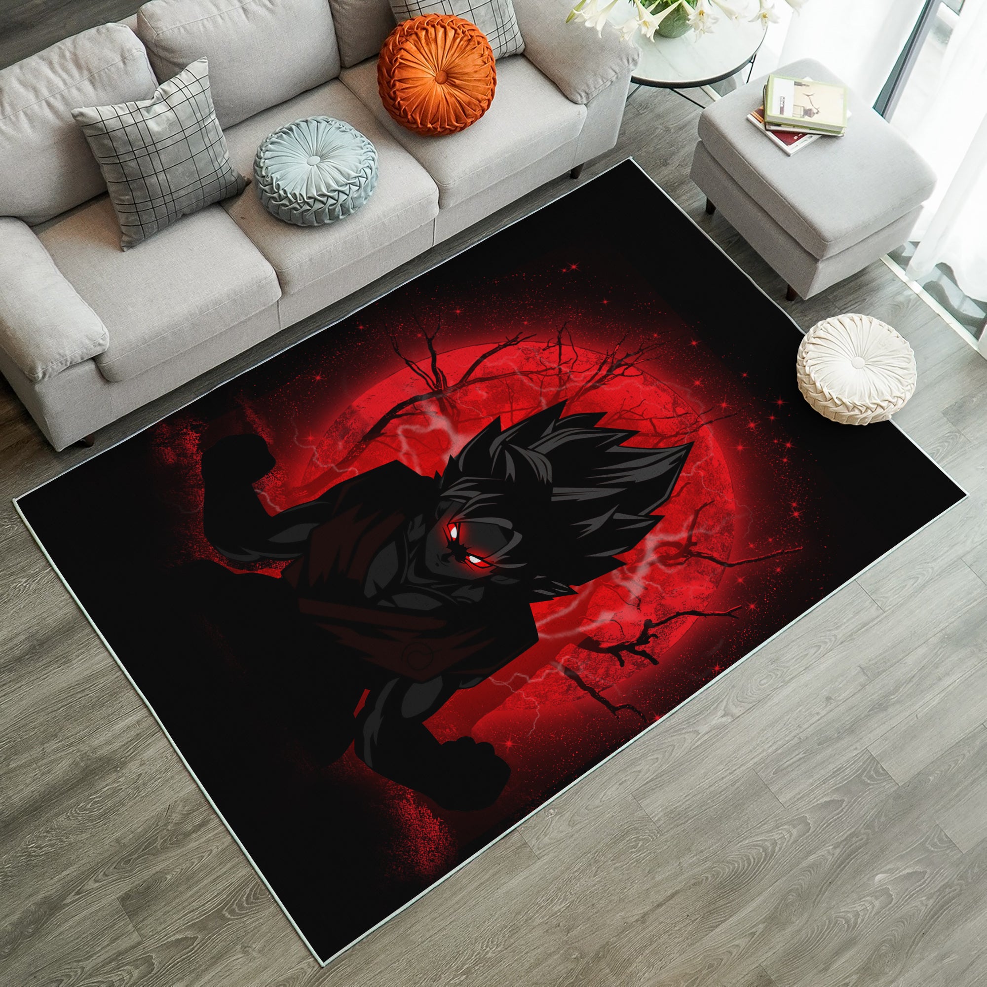 Goku Saiyan Evil Moonlight Rug Carpet Rug Home Room Decor Nearkii