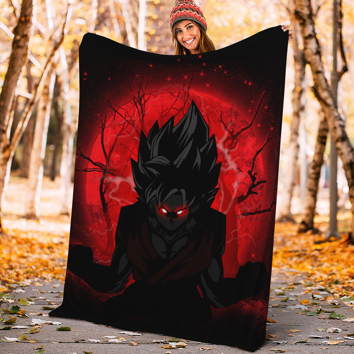 Goku Saiyan Evil Moonlight Premium Blanket Nearkii