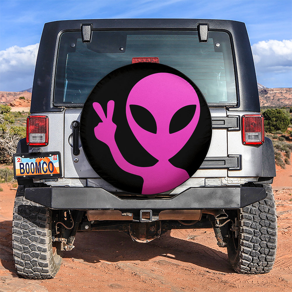 Alien Say Hi Pink Jeep Car Spare Tire Covers Gift For Campers Nearkii