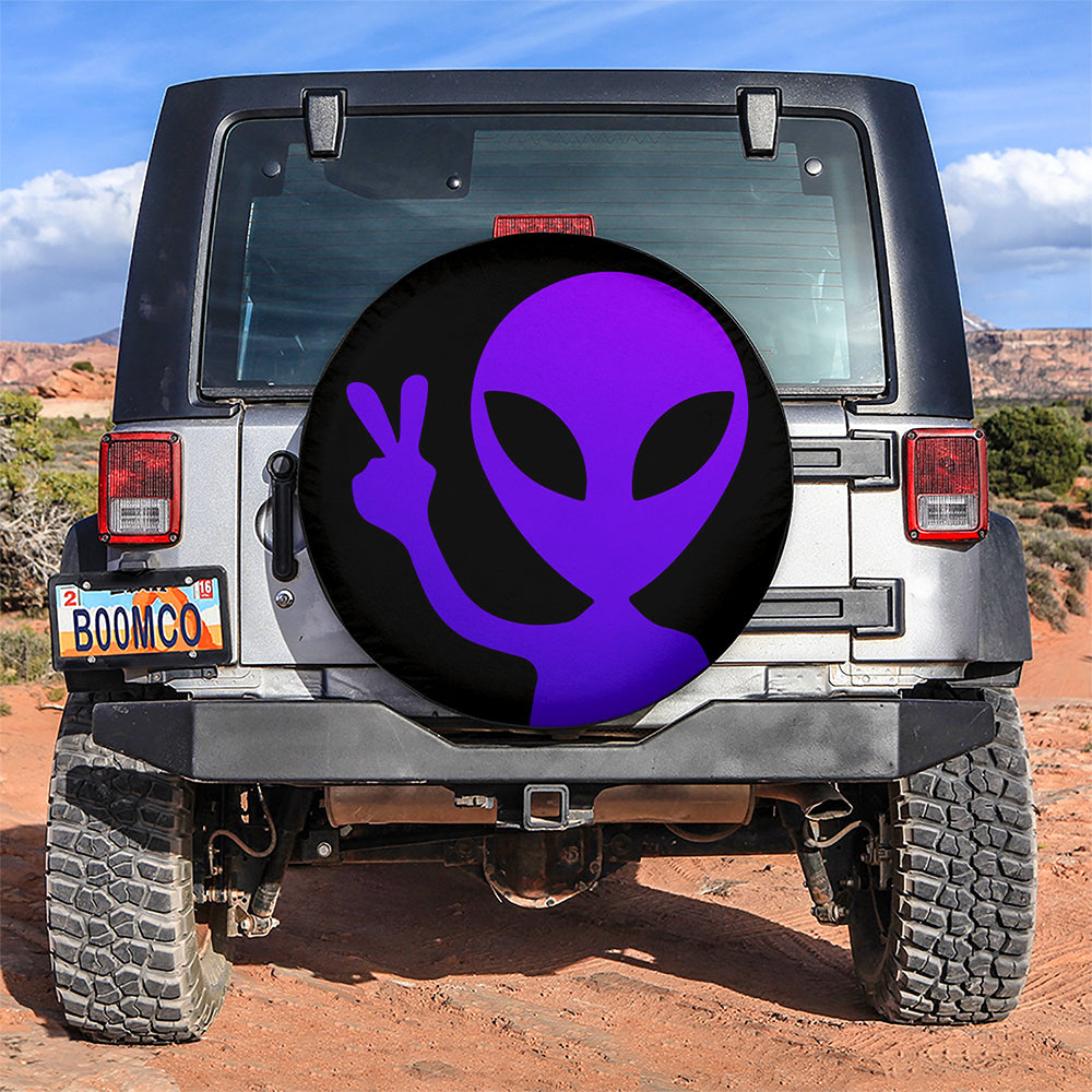 Alien Say Hi Purple Jeep Car Spare Tire Covers Gift For Campers Nearkii
