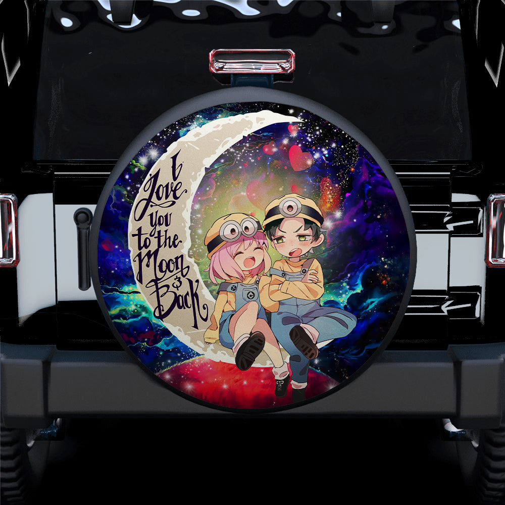 Anya x Damian Anime Couple Love You To The Moon Galaxy Car Spare Tire Covers Gift For Campers Nearkii