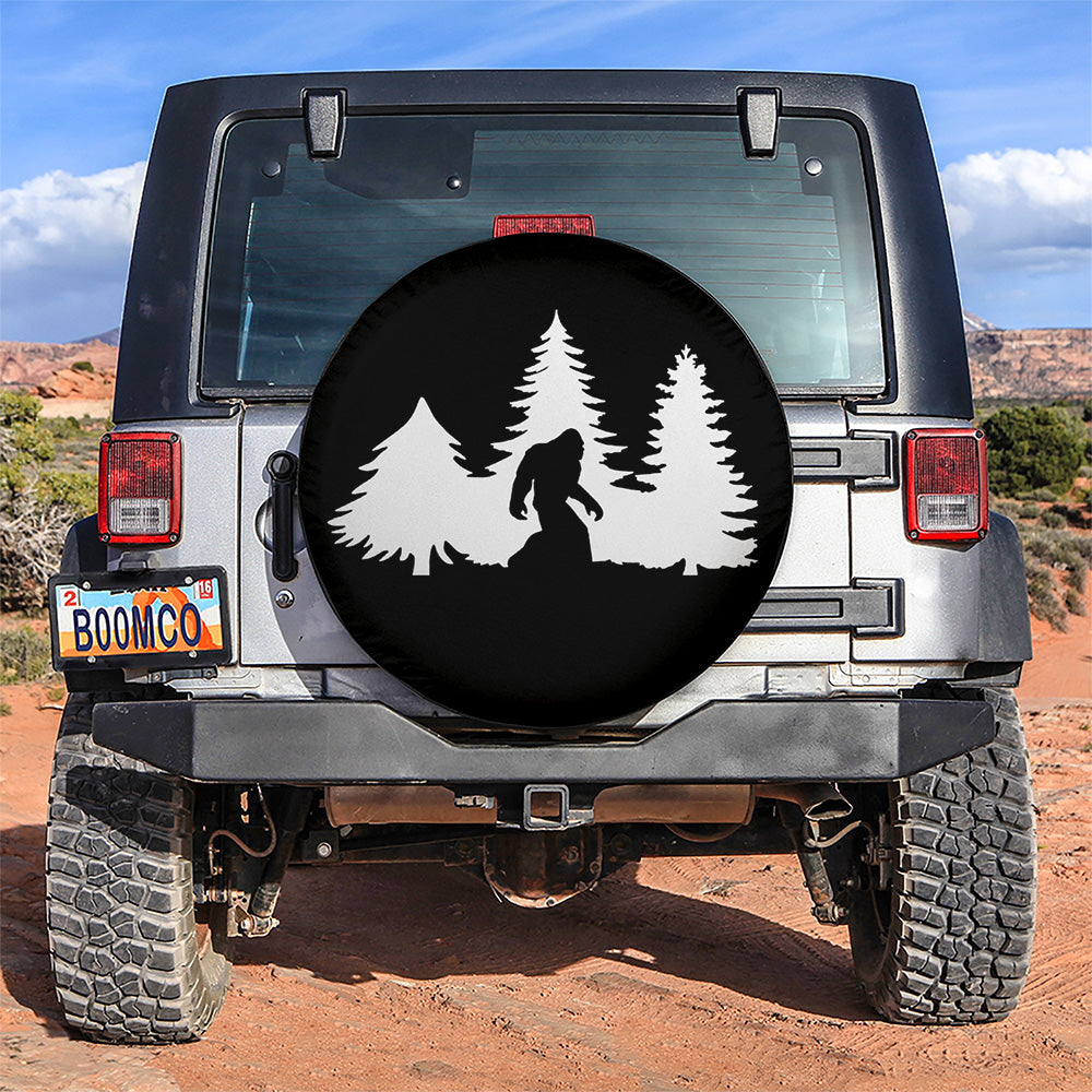 Bigfoot Walking Silhouette Jeep Car Spare Tire Covers Gift For Campers Nearkii