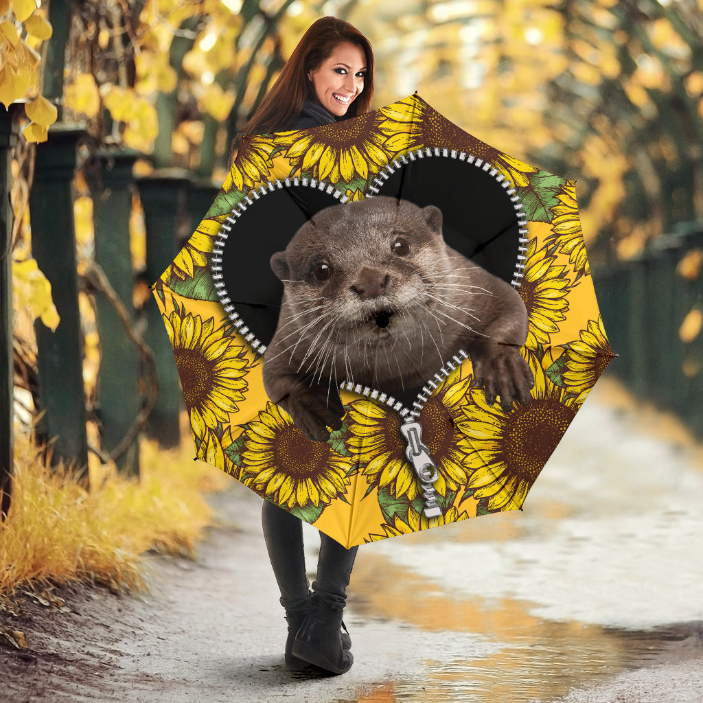 Beaver Sunflower Zipper Umbrella Nearkii