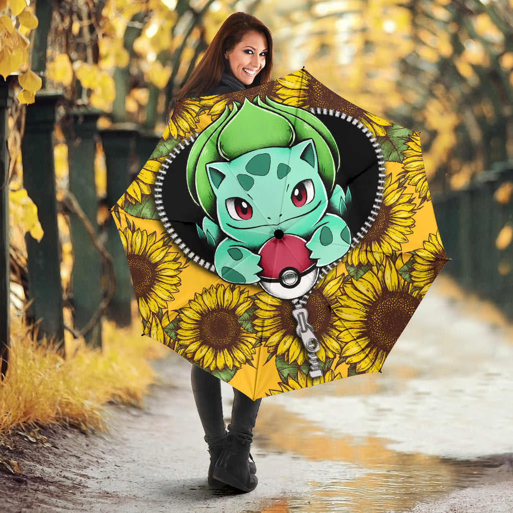 Bulbasaur Pokemon Sunflower Zipper Umbrella Nearkii