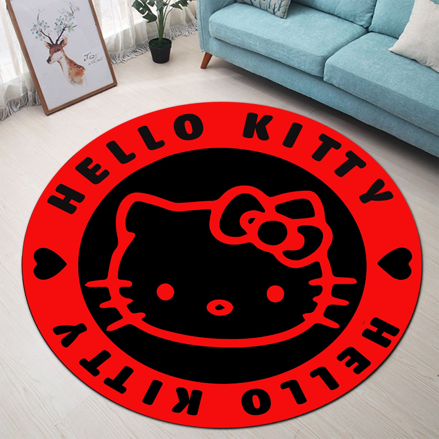 Hello Kitty Red Round Carpet Rug Bedroom Livingroom Home Decor Nearkii