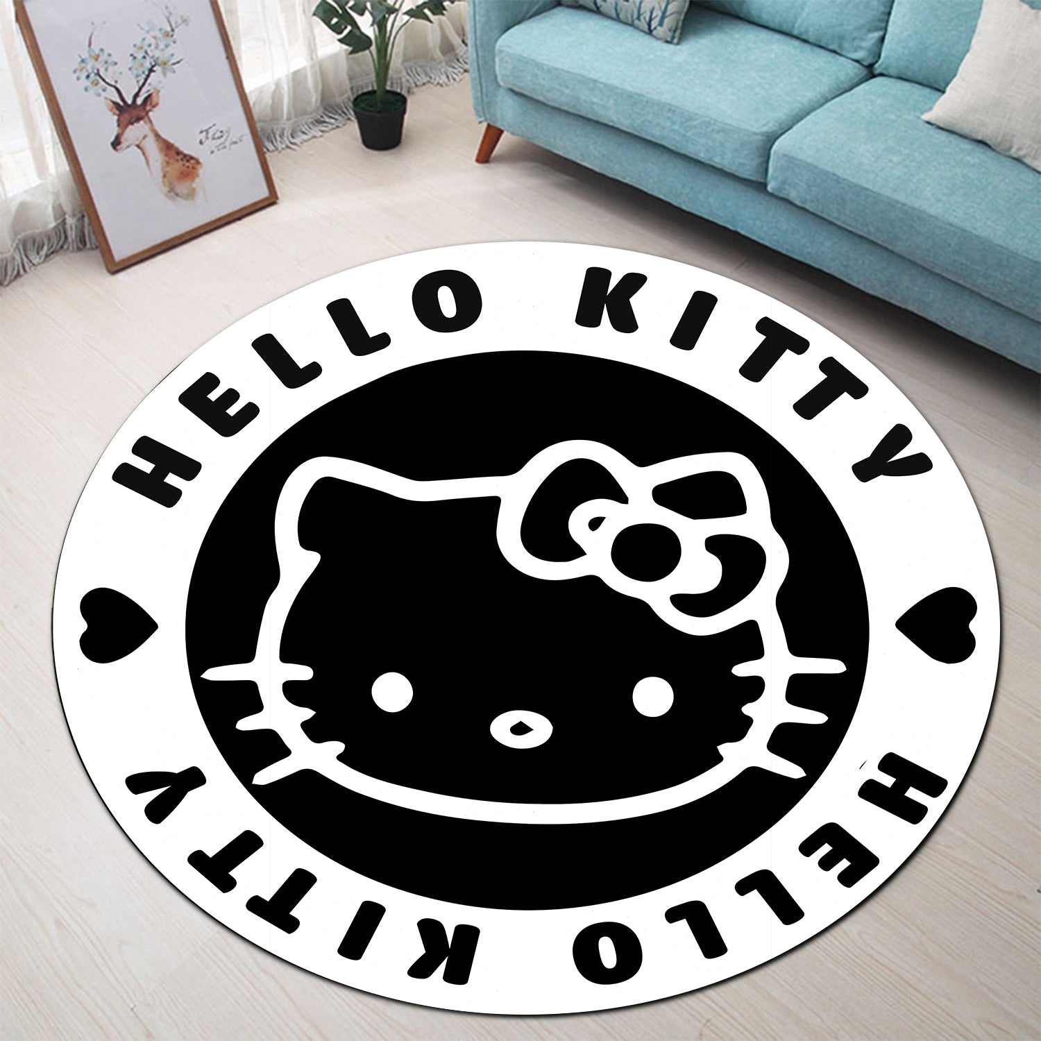 Hello Kitty White Round Carpet Rug Bedroom Livingroom Home Decor Nearkii