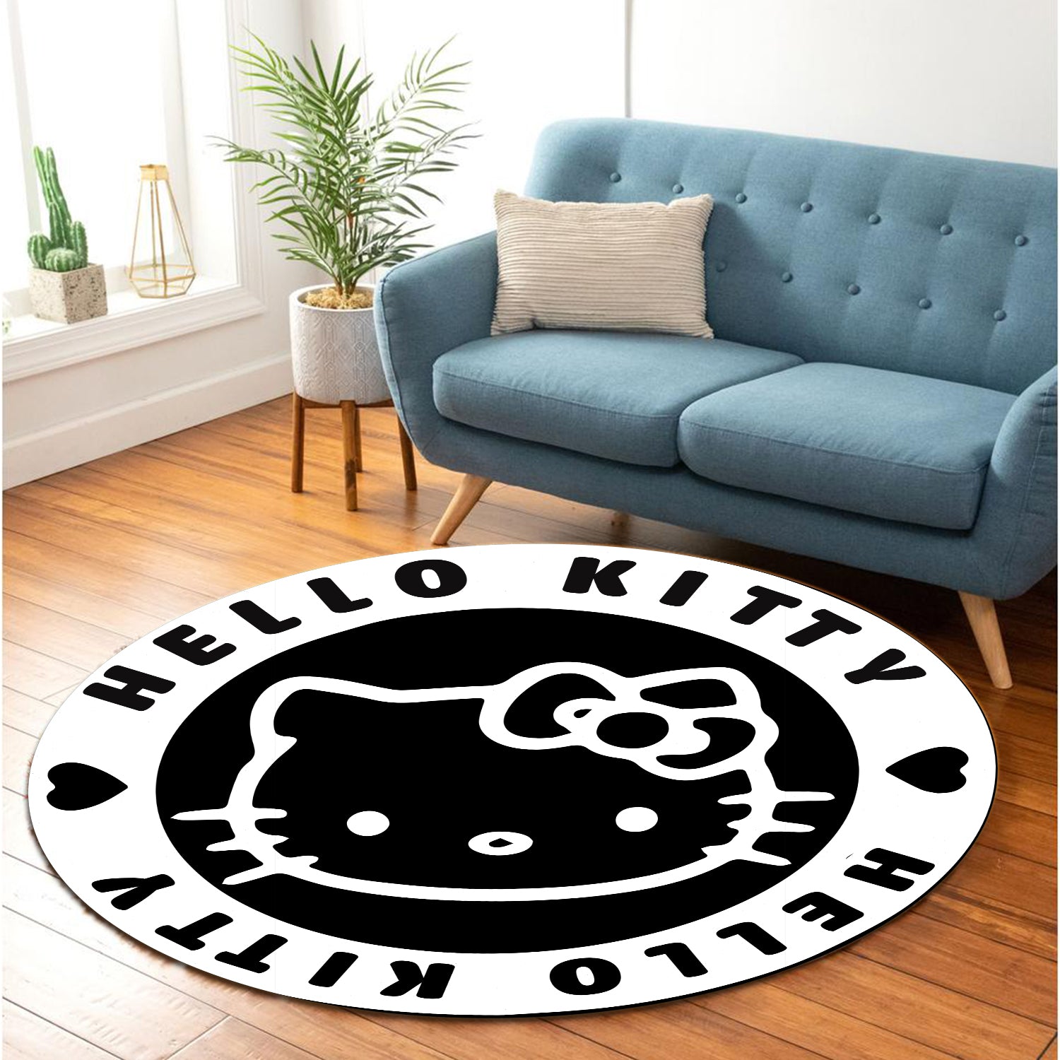 Hello Kitty White Round Carpet Rug Bedroom Livingroom Home Decor Nearkii