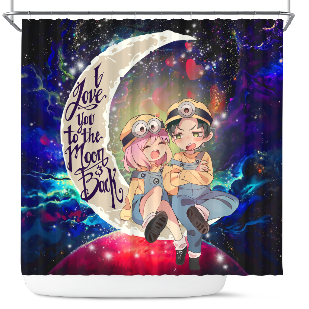 Anya x Damian Anime Couple Love You To The Moon Galaxy Shower Curtain Nearkii
