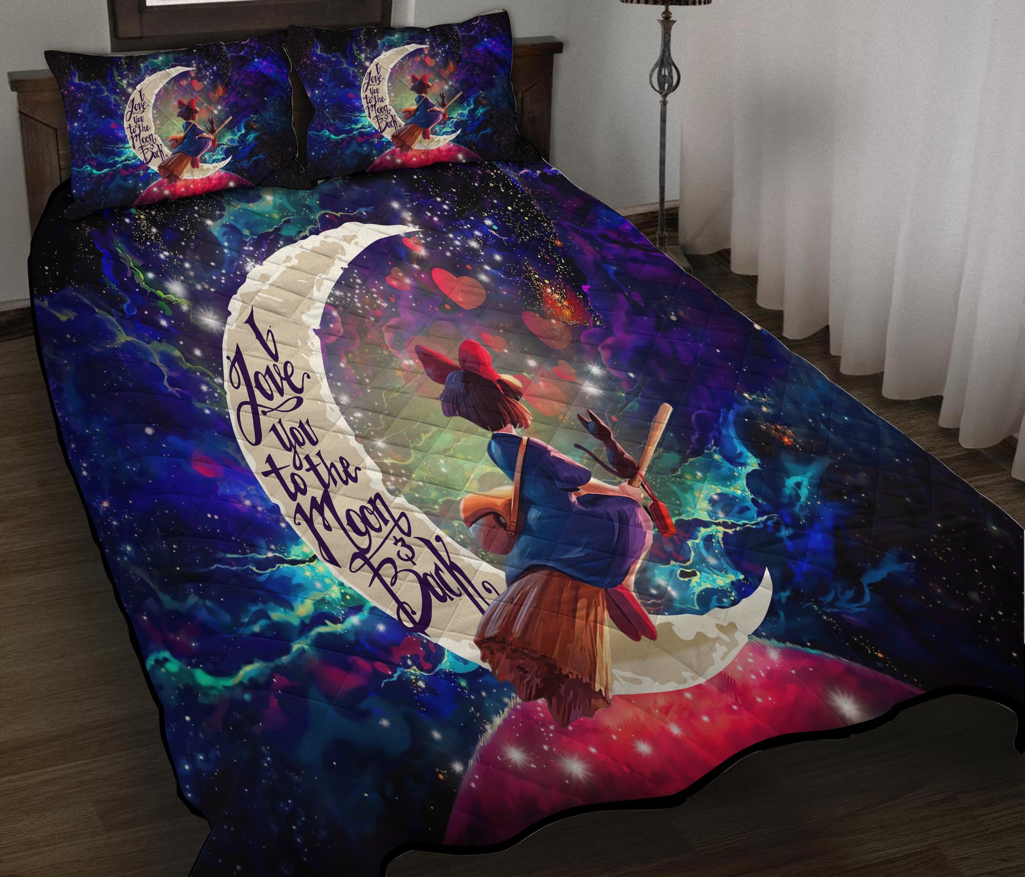 Kikis Delivery Service Ghibli Studio Love You To The Moon Galaxy Quilt